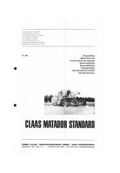 Claas Matador Standard alkatrész katalógus