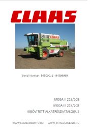 Claas Mega III 208 - 218 alkatrész katalógus