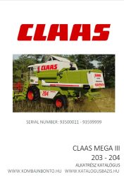 Claas Mega III 203 - 204 alkatrész katalógus