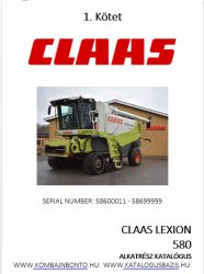 Claas Lexion 580 alkatrész katalógus